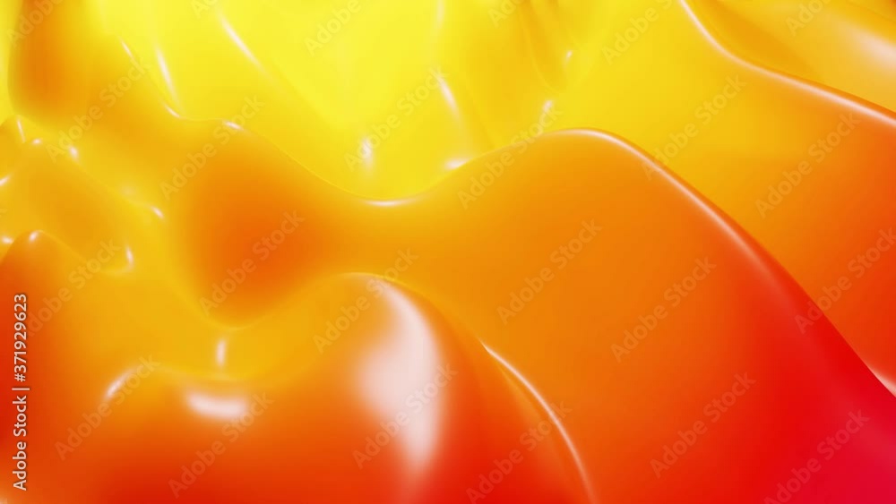 Poster stylish abstract looped background, changing surface of soft translucent material like peach jelly. 