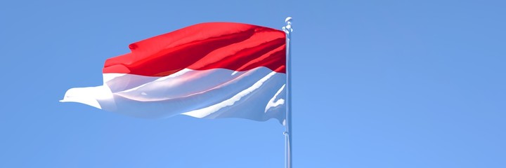 3D rendering of the national flag of Indonesia waving in the wind