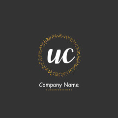 Obraz premium U C UC Initial handwriting and signature logo design with circle. Beautiful design handwritten logo for fashion, team, wedding, luxury logo.