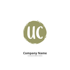 U C UC Initial handwriting and signature logo design with circle. Beautiful design handwritten logo for fashion, team, wedding, luxury logo.