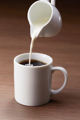 ホットコーヒー　ブレンドコーヒー　ミルクを注ぐ