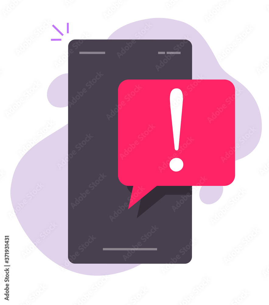 Poster notice caution important reminder vector notification push message on mobile phone screen flat carto