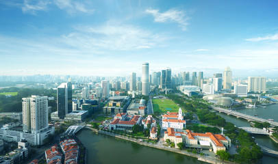 Fototapeta na wymiar Aerial view of Singapore business district and cityscape