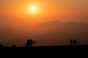 Sunset ocean horizon sky clouds sunset landscape