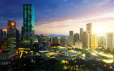 Fototapeta na wymiar Modern cityscape when during sunrise.
