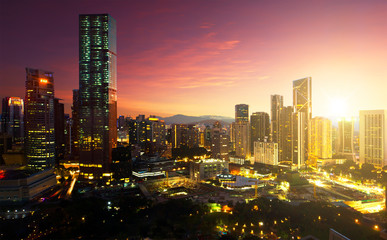 Fototapeta na wymiar Modern cityscape when during sunrise.