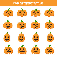 Find Halloween pumpkin which is different from others.