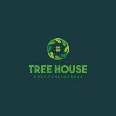 Creative leaf house logo design