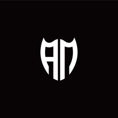 Initial A N letter with shield modern style logo template vector