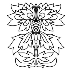 Modern isolated black and white illustration design of lined flower