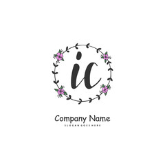 I C IC Initial handwriting and signature logo design with circle. Beautiful design handwritten logo for fashion, team, wedding, luxury logo.