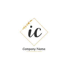 I C IC Initial handwriting and signature logo design with circle. Beautiful design handwritten logo for fashion, team, wedding, luxury logo.