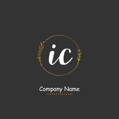 I C IC Initial handwriting and signature logo design with circle. Beautiful design handwritten logo for fashion, team, wedding, luxury logo.