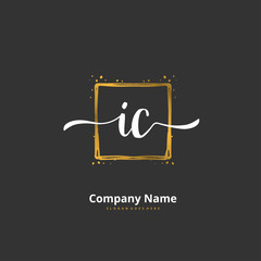 I C IC Initial handwriting and signature logo design with circle. Beautiful design handwritten logo for fashion, team, wedding, luxury logo.