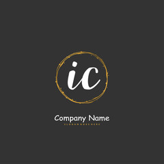 I C IC Initial handwriting and signature logo design with circle. Beautiful design handwritten logo for fashion, team, wedding, luxury logo.