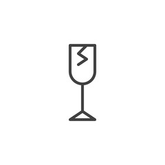 Fragile line icon. linear style sign for mobile concept and web design. Broken glass outline vector icon. Symbol, logo illustration. Vector graphics