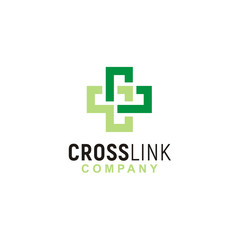Obraz premium Pharmacy Cross with Chain Link for Hospital Aid Medical Emergency Network Connection logo design