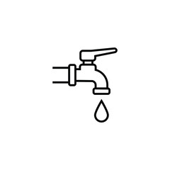 Water faucet thin icon isolated on white background, simple line icon for your work.