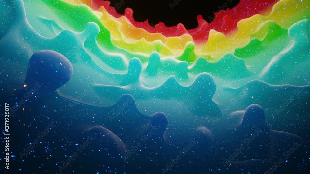 Poster smooth abstract animation of liquid gradient rainbow color in 4k. bright matte paint surface as abst