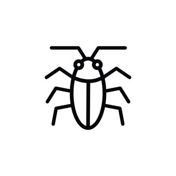 recommend clip art: cockroach thin icon isolated on white background, simple line icon for your work.