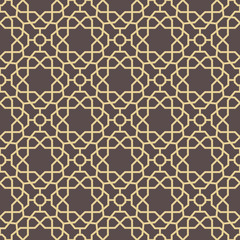 Seamless brown and golden background for your designs. Modern vector ornament. Geometric abstract pattern