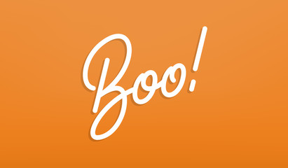Boo vector lettering label. Halloween holiday calligraphy