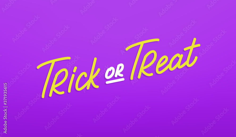 Wall mural Trick or Treat lettering label. Halloween holiday calligraphy