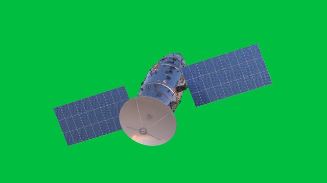 3d rendering satellite dish isolated on green screen background 4k footage