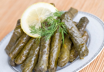 Traditional delicious Turkish foods; stuffed leaves (yaprak sarmasi)