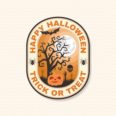 Halloween Beer party patch. Halloween retro badge, pin. Sticker for shirt or logo, print, seal, stamp. Skeleton hand with glass of magic beer. Typography design- stock vector.