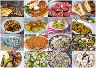 Traditional delicious Turkish foods collage