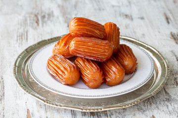Traditional Turkish Desserts Tulumba (Tulumba Tatlisi)