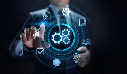 Business process automation industrial technology innovation optimisation concept.