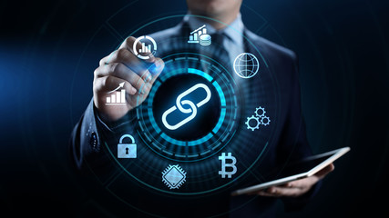 Blockchain Cryptocurrency FInancial technology concept on screen.