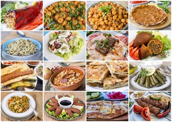 Traditional delicious Turkish foods collage