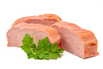 Frisch gebackener bayerischer Leberkäse aus dem Ofen