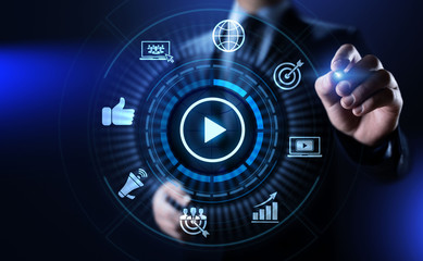 Video marketing online advertising business internet concept.