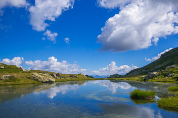 Panoramic view of Bombasel lake in the mount Cermis, Italy