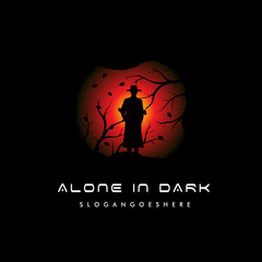 Alone in Dark Logo Design Vector
