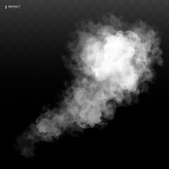 Fog or smoke isolated transparent special effect. White vector cloudiness, mist or smog background. Vector illustration