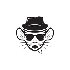 rat head logo vector wearing hat with out tongue which is easy to edit and use