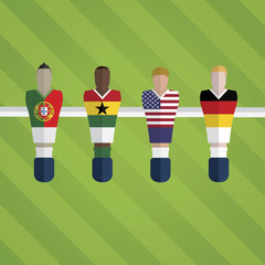 Foosball figurines represent football team