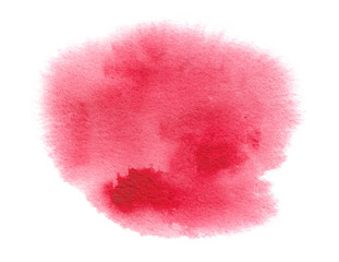 Bright red watercolor stain with watercolour paint stroke, wash edges