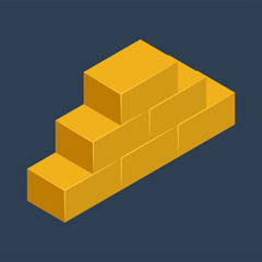 Banking & finance, Gold money, Isometric 3D icon.