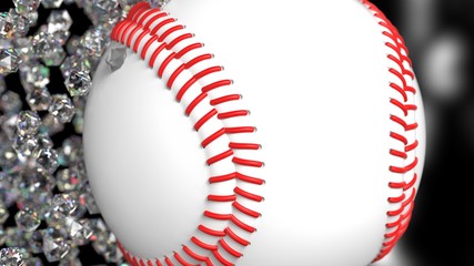 Baseball with diamond particles. 3D illustration. 3D high quality rendering.