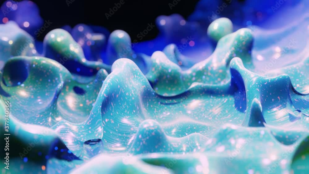 Aufkleber smooth abstract animation of liquid gradient green blue in 4k. bright glossy paint surface as abstra
