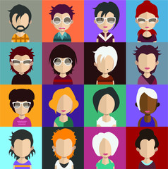 People avatars, Vector women, men avatar