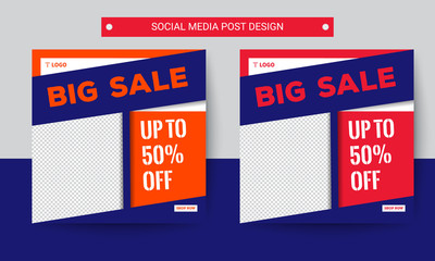 Big sale social media post template design vector, social media post