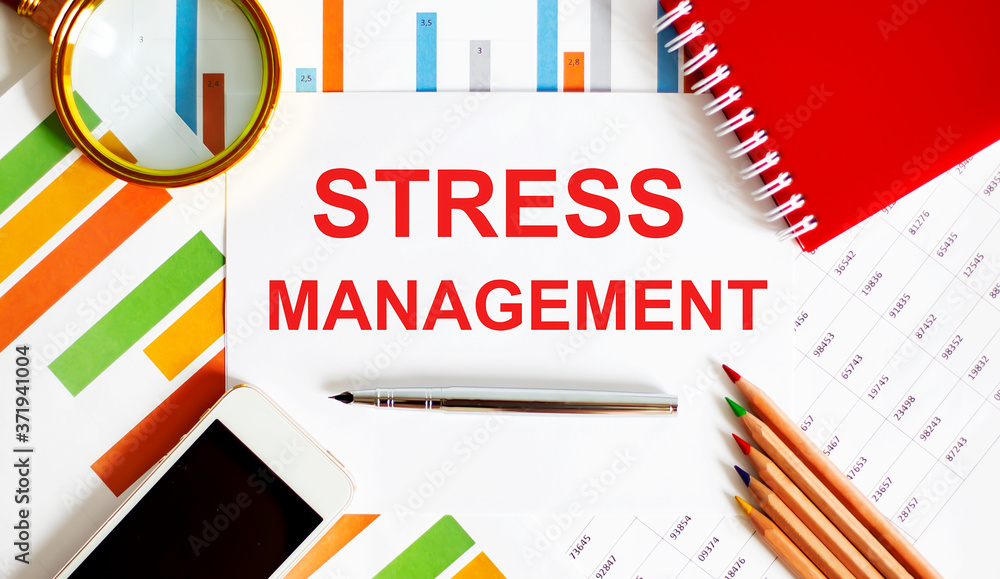 Poster notepad with text stress management on the chart and office tools