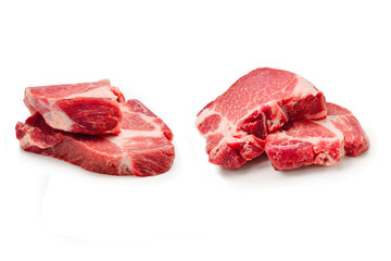 Raw pork isolated on white background.